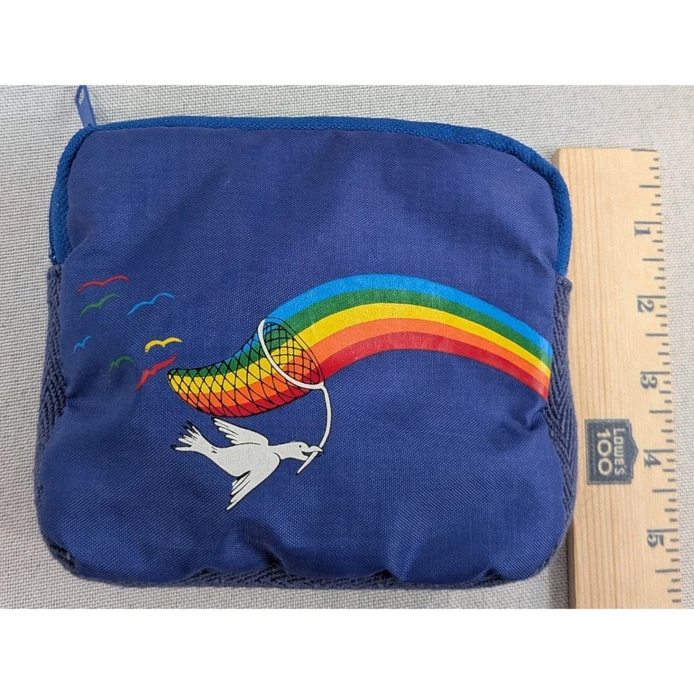 Pouch Set Unisex OS Blue Excellent Vintage Rainbow Dove Nylon 2pc